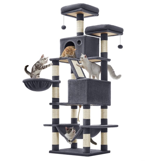 Feandrea Cat Tower, Height 168 cm, up to 6 cats (PCT165G01) (FEAPCT165G01)-FEAPCT165G01