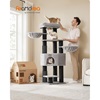 Feandrea Cat Tower, Height 160 cm, for large Cats, Gray-Black (PCT003W01) (FEAPCT003W01)-FEAPCT003W01