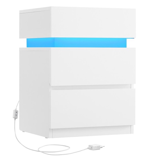 Vasagle κομοδίνο με ενσωματωμενο LED φωτισμό, λευκό  (LET630T10V1) (VASLET630T10V1)-VASLET630T10V1