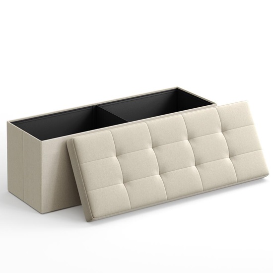 Songmics Αναδιπλούμενος Πάγκος Αποθήκευσης  - 110 x 38 x 38 - Μπεζ  (LSF77BE) (SNGLSF77BE)-SNGLSF77BE