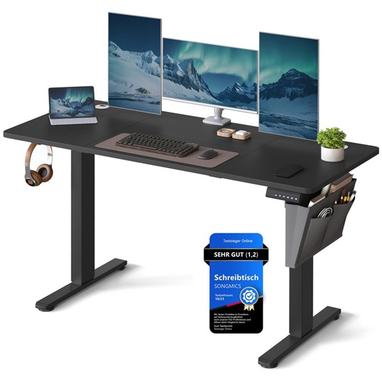 Songmics Μεταλλικό Ηλεκτρικά Ρυθμίζόμενο γραφείο 140 x 60 x 72-120 cm Χρώματος Μαύρου  (LSD134BZ01) (SNGLSD134BZ01)-SNGLSD134BZ01
