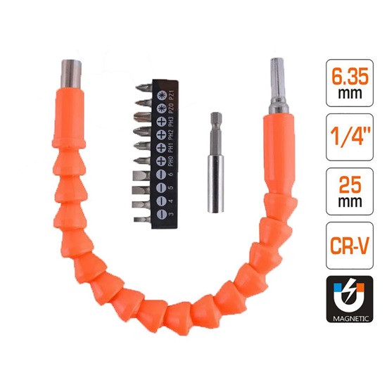 Shind Σετ Ευκαμπτη Προεκταση Με Μυτες & Ανταπτορα 25mm (SHI-94438) (SHI94438)-SHI94438