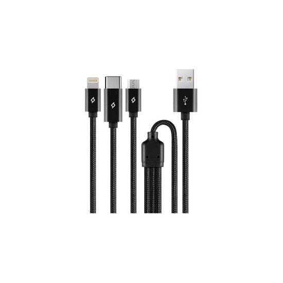 ttec AlumiCable Trio Charge/Data Cable Type-C Lightning Micro USB 100cm Black (2DK39S) (TTEC2DK39S)-TTEC2DK39S