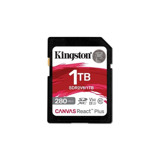 Kingston SD 1TB React Plus 280/150/MB/s U3 V60 (SDR2V6/1TB) (KINSDR2V6-1TB)-KINSDR2V6-1TB