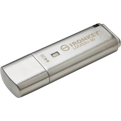 Kingston 64GB IronKey Locker+ 50 AES Encrypted USBtoClou (IKLP50/64GB) (KINIKLP50-64GB)-KINIKLP50-64GB