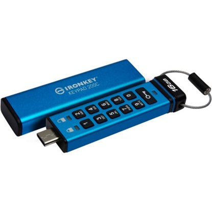 Kingston 16GB IronKey Keypad 200 FIPS140-3 Lvl3 AES-256 (IKKP200C/16GB) (KINIKKP200C-16GB)-KINIKKP200C-16GB