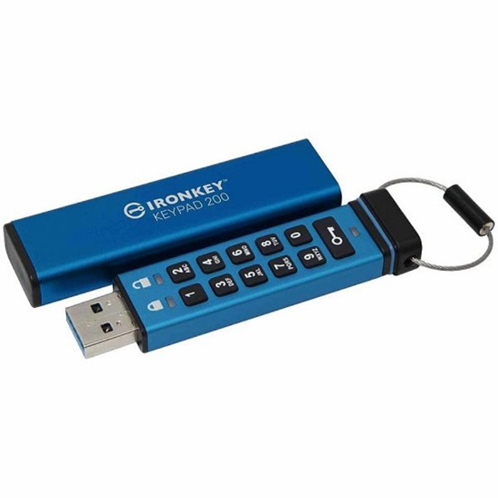 Kingston 32GB IronKey Keypad 200 FIPS140-3 Lvl3 AES-256 (IKKP200/32GB) (KINIKKP200-32GB)-KINIKKP200-32GB