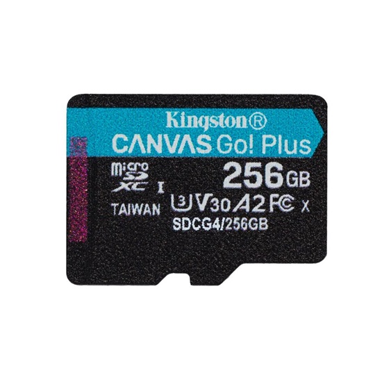 Kingston microSD 256GB CanvasGo+ 200MB/s A2 U3 V30 adapt (SDCG4/256GB) (KINSDCG4-256GB)-KINSDCG4-256GB