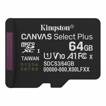 Kingston microSD 64GB Canvas Select+ G3 150MB/s (SDCS3/64GBSP) (KINSDCS3-64GBSP)-KINSDCS3-64GBSP
