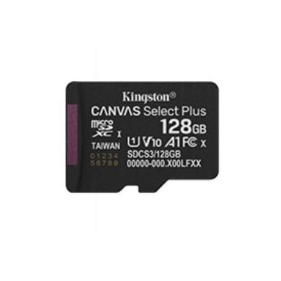 Kingston microSD 128GB Canvas Select+ G3 150MB/s (SDCS3/128GBSP) (KINSDCS3-128GBSP)-KINSDCS3-128GBSP