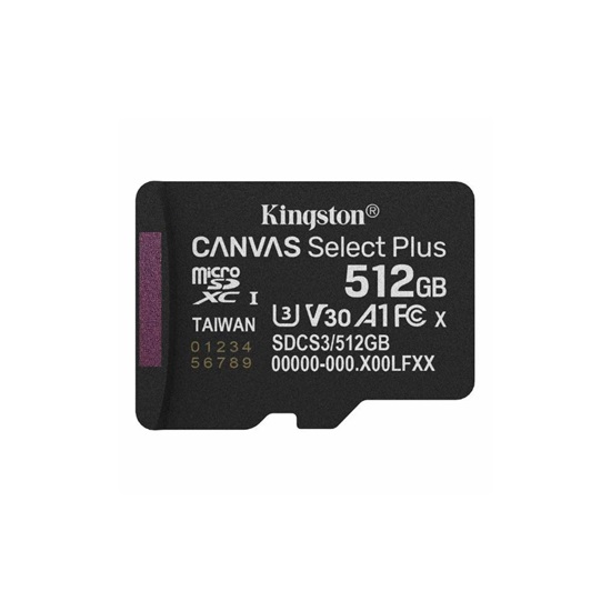 Kingston microSD 512GB Canvas Select+ G3 150MB/s Adap (SDCS3/512GB) (KINSDCS3-512GB)-KINSDCS3-512GB