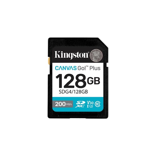 Kingston SD 128GB Canvas Go Plus 200/MB/s C10 U3 V30 (SDG4/128GB) (KINSDG4-128GB)-KINSDG4-128GB