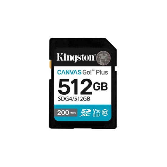 Kingston SD 512GB Canvas Go Plus 200/MB/s C10 U3 V30 (SDG4/512GB) (KINSDG4-512GB)-KINSDG4-512GB