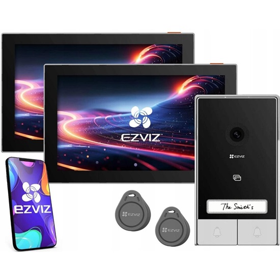 Ezviz HP7 2K House kit, Kit Θυροτηλεόρασης, 2 οθόνες 7'' για δύο οικίες, 6 RFID, 3MP, 2 καλωδίων, WiFi (EZVCS-HP73MP-FAMILYKIT)-EZVCS-HP73MP-FAMILYKIT
