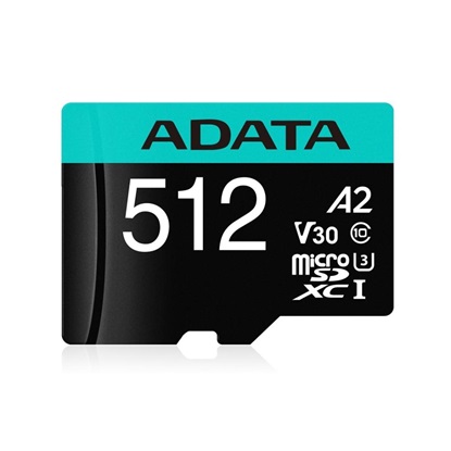 Adata mSD PremierPro 512 GB UHS1 U3 V30 A2+adapter (AUSDX512GUI3V30SA2-RA1) (ADAAUSDX512GUI3V30SA2-RA1)-ADAAUSDX512GUI3V30SA2-RA1