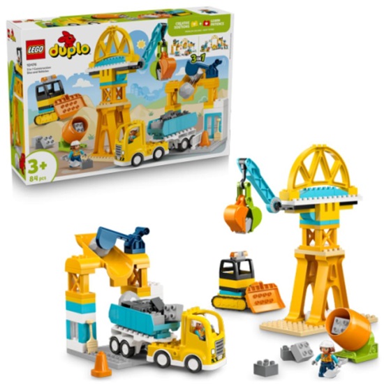 Lego DUPLO Town Construction Site with Construction Vehicles - 3-in-1 Set (10476) (LGO10476)-LGO10476