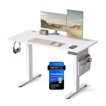 Songmics Μεταλλικό Ηλεκτρικά Ρυθμίζόμενο γραφείο 120 x 60 x 72-120 cm, Λευκό  (LSD132WZ02) (SNGLSD132WZ02)-SNGLSD132WZ02