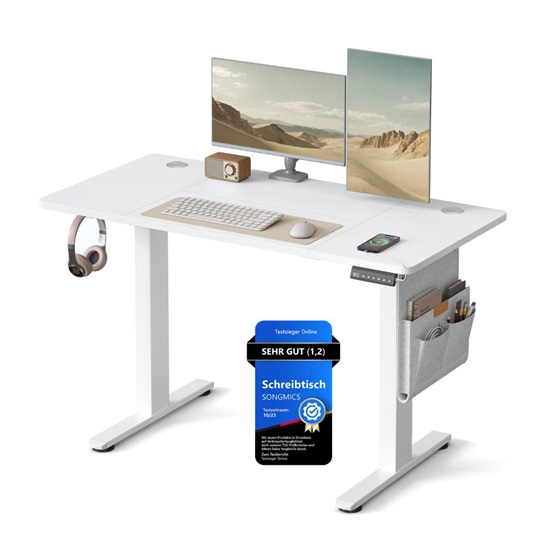 Songmics Μεταλλικό Ηλεκτρικά Ρυθμίζόμενο γραφείο 120 x 60 x 72-120 cm, Λευκό  (LSD132WZ02) (SNGLSD132WZ02)-SNGLSD132WZ02