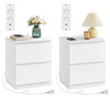 Vasagle κομοδίνο με ενσωματωμένη πριζα και 2 θύρες usb, λευκό, 2 τεμάχια  (LET821W02 (VASLET821W02)-VASLET821W02