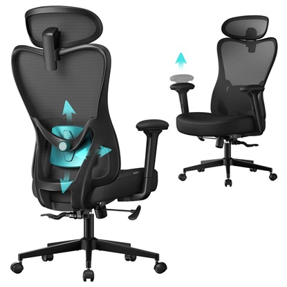 Songmics Εργονομική περιστρεφόμενη καρέκλα γραφείου 70 x 70 x 114-130 cm mesh, μαύρη (OBN066BH01) (SNGOBN066BH01)-SNGOBN066BH01