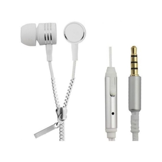 Esperanza Stereo Earphones Zipper With Microphone White (EH161W) (ESPEH161W)-ESPEH161W