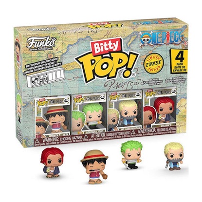 Funko Bitty Pop! One Piece: 4-Pack - Monkey D. Luffy, Roronoa Zoro, Axe-Hand Morgan (FNK68921)-FNK68921
