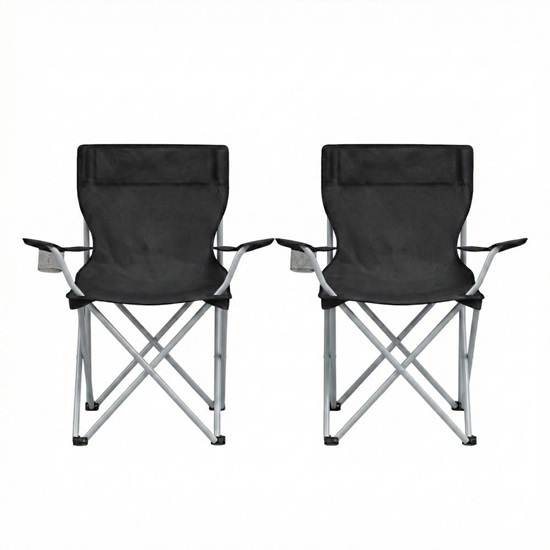 Songmics Camping Chair Set of 2 Black 84x52x81cm (GCB01BK) (SNGGCB01BK)-SNGGCB01BK