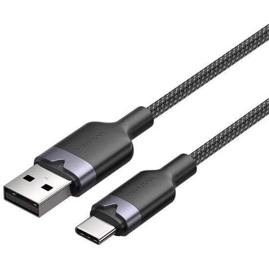 VENTION USB 2.0 A Male to C Male 6A Cable 1M Black Aluminum Alloy Type (CTOBF) (VENCTOBF)-VENCTOBF
