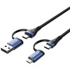 VENTION 4-in-1 Cotton Braided USB 2.0 Type-A Male + USB-C Male to USB-C Male + Micro Type-B Male 5A Cable 1M Blue Aluminum Alloy Type (CTLLF) (VENCTLLF)-VENCTLLF