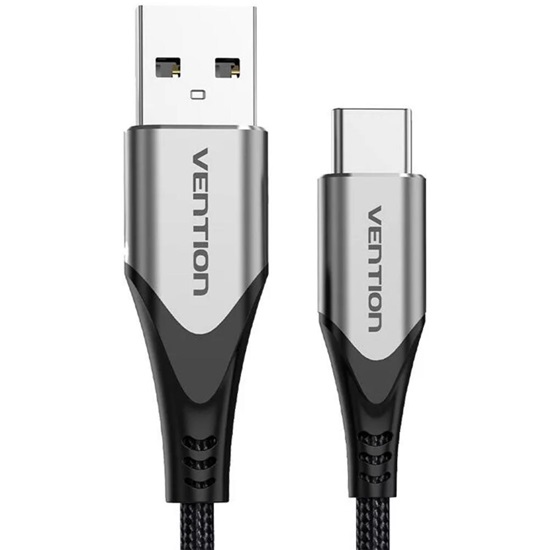 VENTION Cotton Braided USB 2.0 A Male to C Male 3A Cable 3M Gray Aluminum Alloy Type (CODHI) (VENCODHI)-VENCODHI