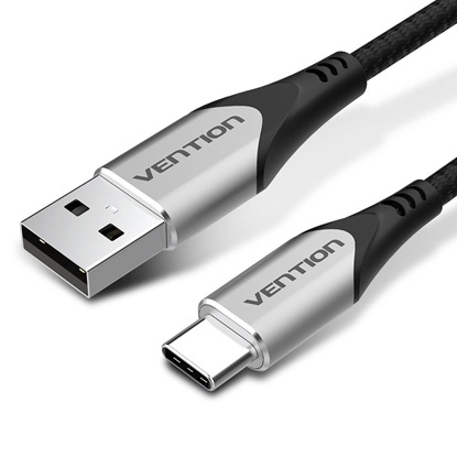 VENTION Cotton Braided USB 2.0 A Male to C Male 3A Cable 2M Gray Aluminum Alloy Type (CODHH) (VENCODHH)-VENCODHH