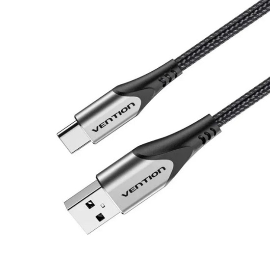 VENTION Cotton Braided USB 2.0 A Male to C Male 3A Cable 1.5M Gray Aluminum Alloy Type (CODHG) (VENCODHG)-VENCODHG
