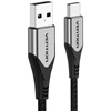 VENTION Cotton Braided USB 2.0 A Male to C Male 3A Cable 1M Gray Aluminum Alloy Type (CODHF) (VENCODHF)-VENCODHF