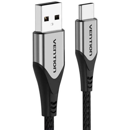 VENTION Cotton Braided USB 2.0 A Male to C Male 3A Cable 1M Gray Aluminum Alloy Type (CODHF) (VENCODHF)-VENCODHF