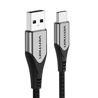 VENTION Cotton Braided USB 2.0 A Male to C Male 3A Cable 0.25M Gray Aluminum Alloy Type (CODHC) (VENCODHC)-VENCODHC