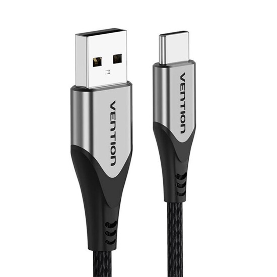 VENTION Cotton Braided USB 2.0 A Male to C Male 3A Cable 0.25M Gray Aluminum Alloy Type (CODHC) (VENCODHC)-VENCODHC
