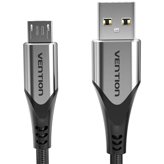 VENTION Cotton Braided USB 2.0 A Male to Micro-B Male 3A Cable 3M Gray Aluminum Alloy Type (COAHI) (VENCOAHI)-VENCOAHI