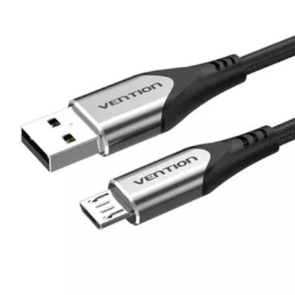 VENTION Cotton Braided USB 2.0 A Male to Micro-B Male 3A Cable 2M Gray Aluminum Alloy Type (COAHH) (VENCOAHH)-VENCOAHH