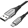 VENTION Cotton Braided USB 2.0 A Male to Micro-B Male 3A Cable 1.5M Gray Aluminum Alloy Type (COAHG) (VENCOAHG)-VENCOAHG