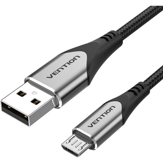VENTION Cotton Braided USB 2.0 A Male to Micro-B Male 3A Cable 1.5M Gray Aluminum Alloy Type (COAHG) (VENCOAHG)-VENCOAHG