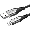 VENTION Cotton Braided USB 2.0 A Male to Micro-B Male 3A Cable 1M Gray Aluminum Alloy Type (COAHF) (VENCOAHF)-VENCOAHF