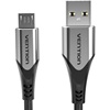 VENTION Cotton Braided USB 2.0 A Male to Micro-B Male 3A Cable 0.5M Gray Aluminum Alloy Type (COAHD) (VENCOAHD)-VENCOAHD