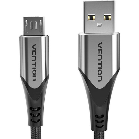 VENTION Cotton Braided USB 2.0 A Male to Micro-B Male 3A Cable 0.5M Gray Aluminum Alloy Type (COAHD) (VENCOAHD)-VENCOAHD
