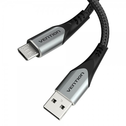 VENTION Cotton Braided USB 2.0 A Male to Micro-B Male 3A Cable 0.25M Gray Aluminum Alloy Type (COAHC) (VENCOAHC)-VENCOAHC