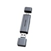 VENTION 2-in-1 USB 3.0 A+C Card Reader(SD+TF) Gray Dual Drive Letter Aluminum Alloy Type (CLLH0) (VENCLLH0)-VENCLLH0