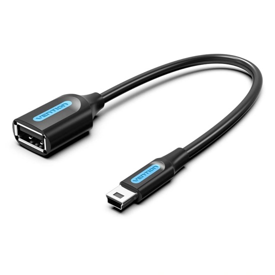 VENTION USB 2.0 Mini-B Male to A Female OTG Cable 0.15M Black PVC Type (CCTBB) (VENCCTBB)-VENCCTBB