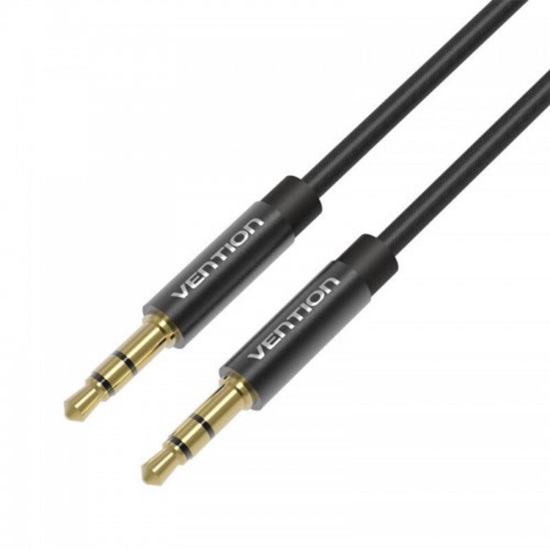VENTION Fabric Braided 3.5mm Male to Male Audio Cable 2M Black Metal Type (BAGBH) (VENBAGBH)-VENBAGBH