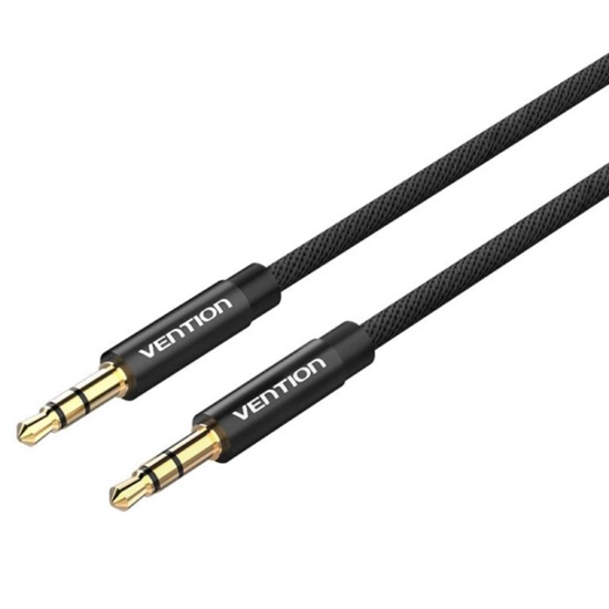 VENTION Fabric Braided 3.5mm Male to Male Audio Cable 1.5M Black Metal Type (BAGBG) (VENBAGBG)-VENBAGBG