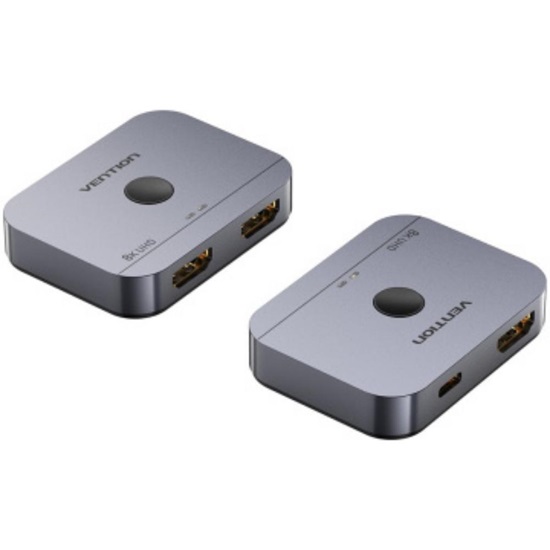 VENTION 2-Port Bi-Directional 8K HDMI Switcher Gray Aluminium Alloy Type (AKPH0) (VENAKPH0)-VENAKPH0