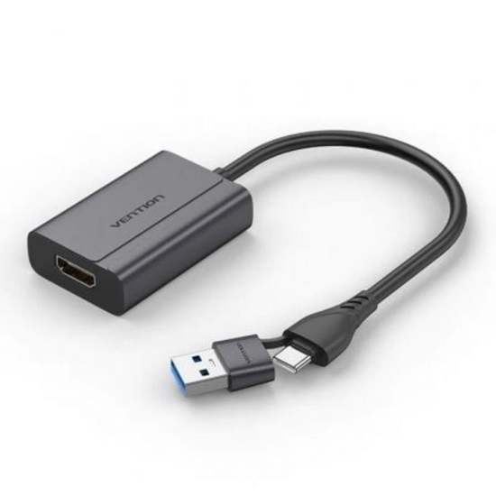 VENTION USB-C + USB-A to HDMI Adapter 0.15M Gray Aluminium Alloy Type (ACYHB) (VENACYHB)-VENACYHB